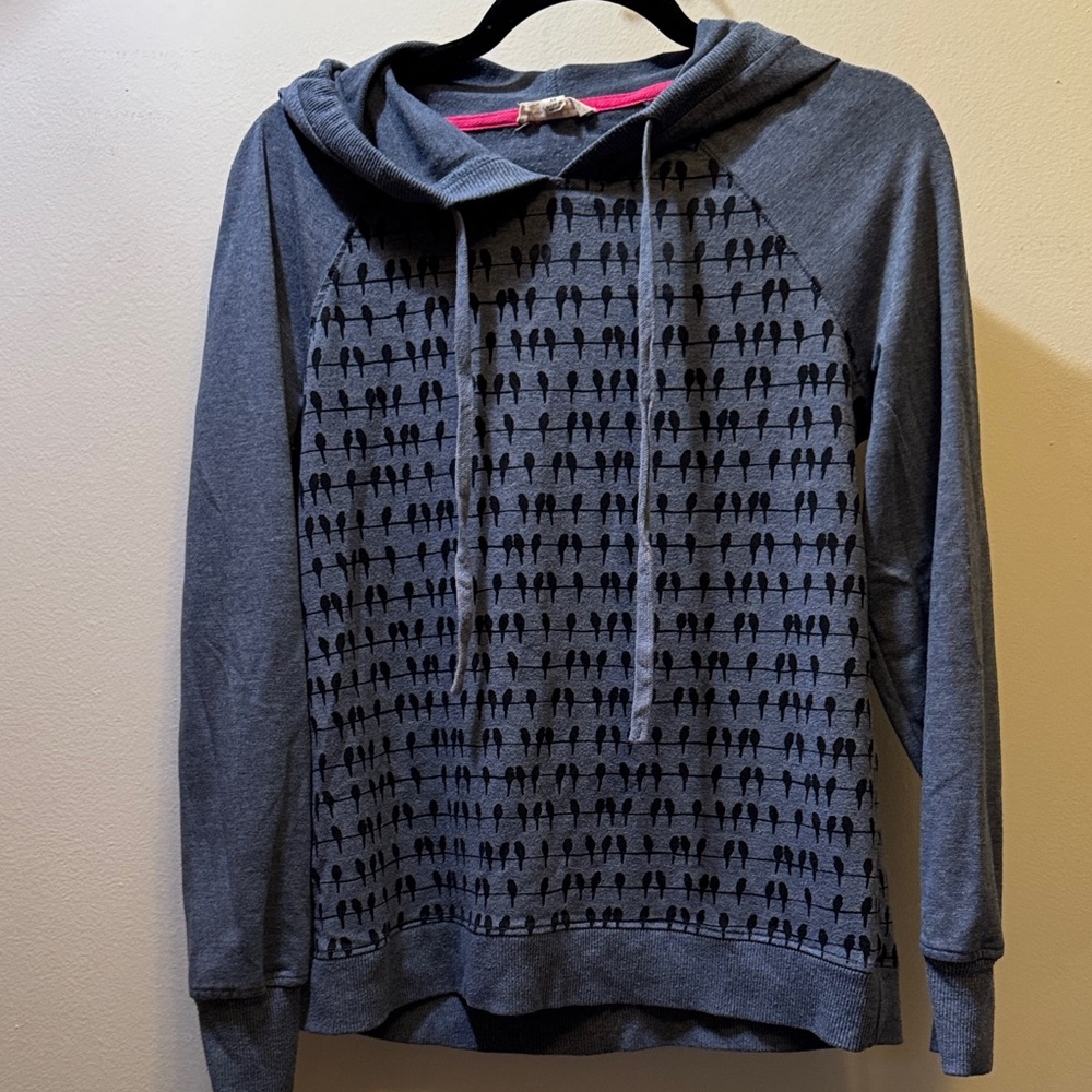 Blue All over Bird print pattern Women's Hoodie